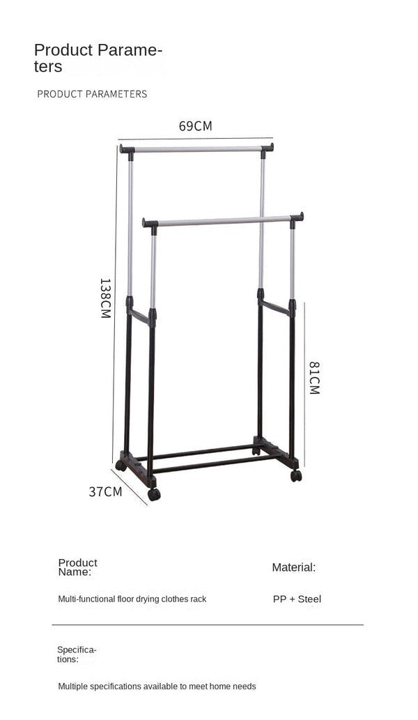 Double Pole Clothes Rack – Adjustable Garment Organizer - Saadiq.pk