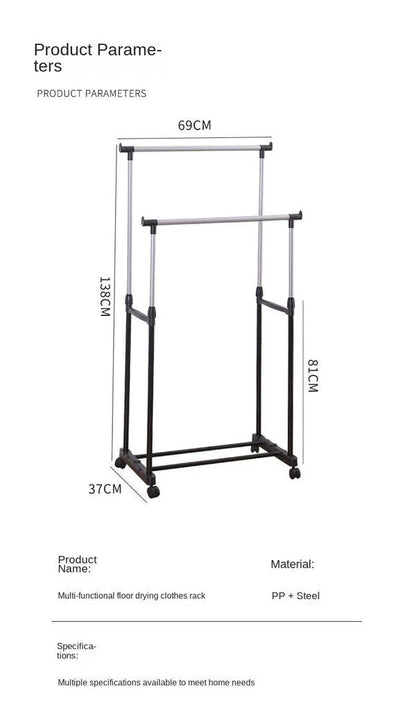 Double Pole Clothes Rack – Adjustable Garment Organizer - Saadiq.pk