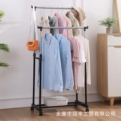 Double Pole Clothes Rack – Adjustable Garment Organizer - Saadiq.pk