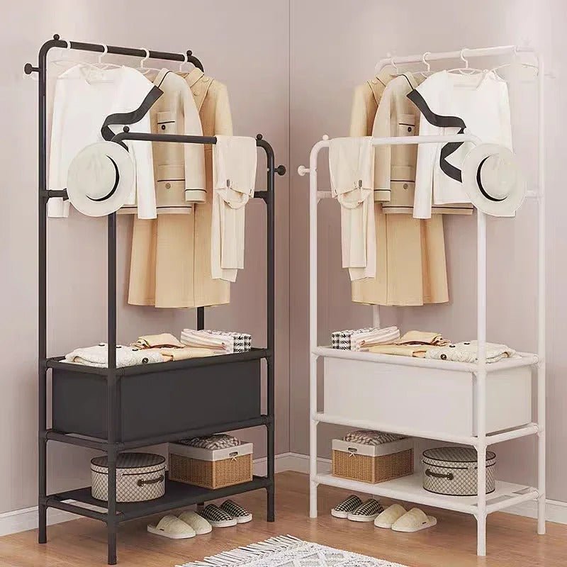 Double Pole Freestanding Coat & Hat Rack with 3 Shelves – Stylish Organizer - Saadiq.pk