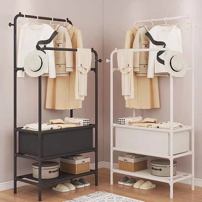 Double Pole Freestanding Coat & Hat Rack with 3 Shelves – Stylish Organizer - Saadiq.pk