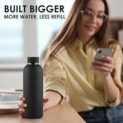 Double Wall Stainless Steel Water Bottle 500ML – Leakproof Thermal Flask for Gym & Sports - Saadiq.pk