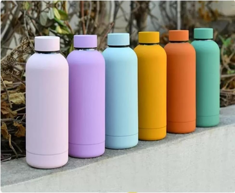 Double Wall Stainless Steel Water Bottle 500ML – Leakproof Thermal Flask for Gym & Sports - Saadiq.pk