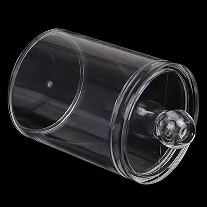 1pc Round Acrylic Cotton Swab Storage Box with Lid – Transparent & Dustproof