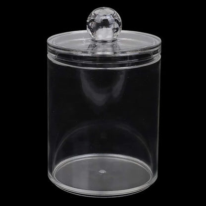 1pc Round Acrylic Cotton Swab Storage Box with Lid – Transparent & Dustproof