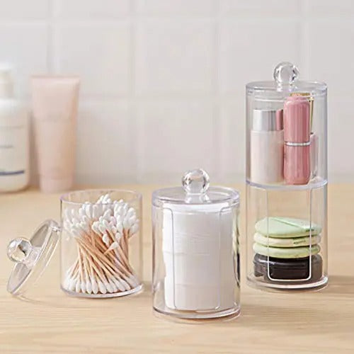 Bamboo Makeup Cotton Swabs Organizer