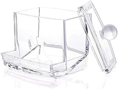 Acrylic Cotton Swabs Storage Holder Box – Transparent Makeup Organizer with Lid