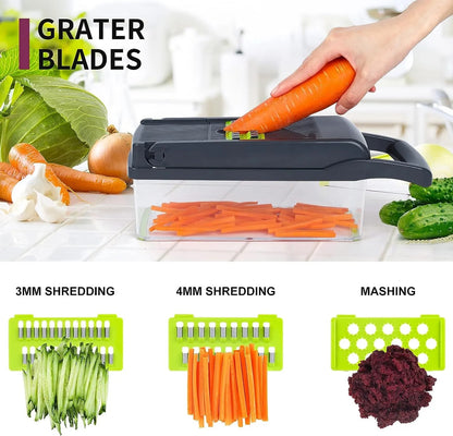 A.Q Multifunctional 12 in 1 Nicer Dicer Vegetable Cutter – Veggie Chopper, Slicer & Grater