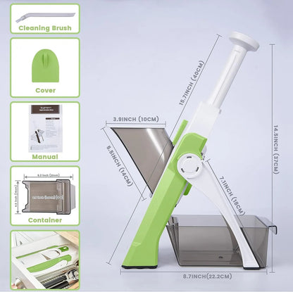 Vegetable Cutter with Collecting Basin – Multifunctional Kitchen Slicer