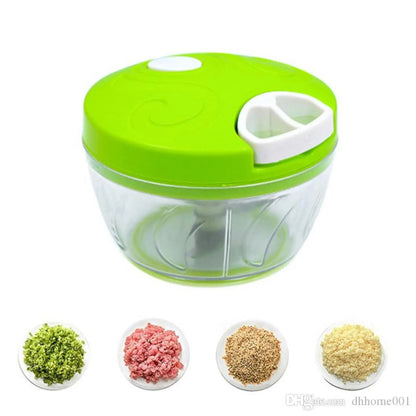 Manual Hand Pull Food Chopper – Multi-Blade Vegetable & Fruit Cutter