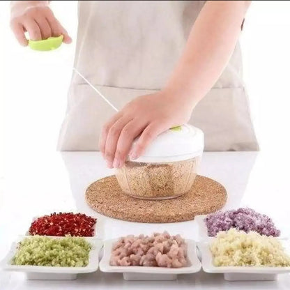 Manual Hand Pull Food Chopper – Multi-Blade Vegetable & Fruit Cutter