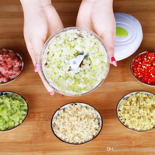 Manual Hand Pull Food Chopper – Multi-Blade Vegetable & Fruit Cutter
