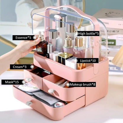 Modern Cosmetic Organizer – Makeup Storage Holder with Drawer & Handle