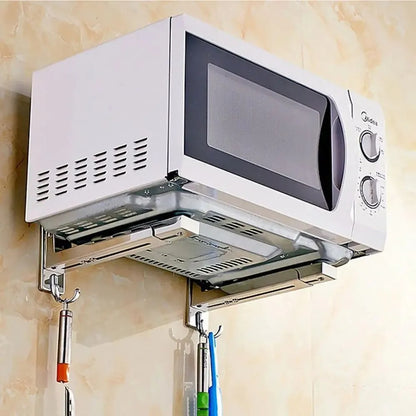 Microwave Oven Stand with 2 Hooks – Kitchen Storage & Organizer