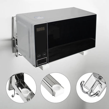 Microwave Oven Stand with 2 Hooks – Kitchen Storage & Organizer
