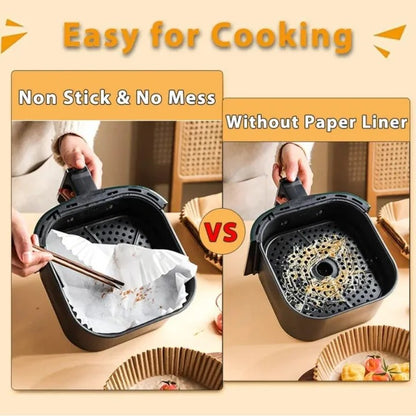 Disposable Air Fryer Paper Liner – 50 Pcs Non-Stick & Heat Resistant