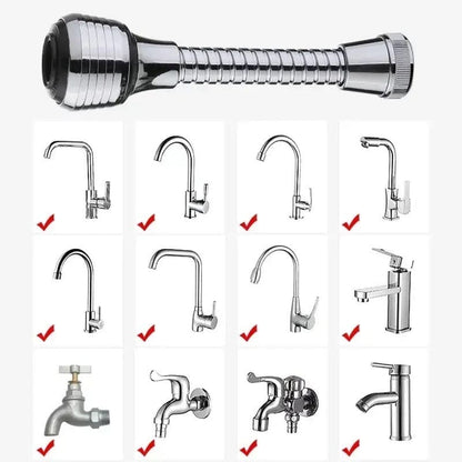 360° Flexible Faucet Nozzle – Dual Spray Kitchen & Bathroom Tap Extender