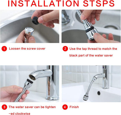 360° Flexible Faucet Nozzle – Dual Spray Kitchen & Bathroom Tap Extender