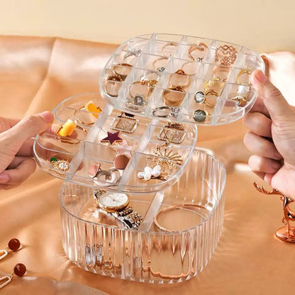 Transparent Crystal Jewelry Organizer – Elegant Storage Box for Rings, Earrings & Accessories