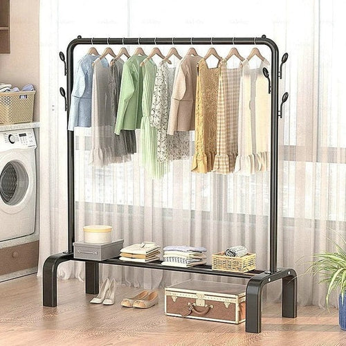 Cloth Hanging Stand with Wheels – Portable Garment Rack Organizer