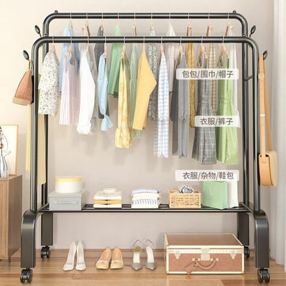 Floor-Standing Cloth Rack with Wheels – Portable Clothes Organizer