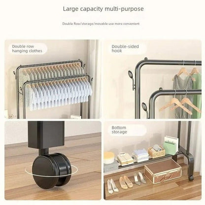 Floor-Standing Cloth Rack with Wheels – Portable Clothes Organizer