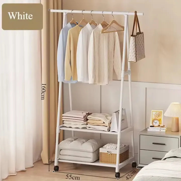 Clothes Rack with Shelves & Wheels
