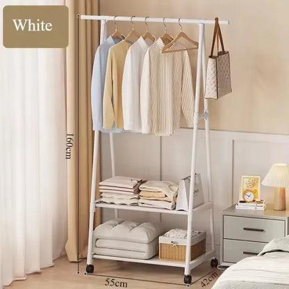 Clothes Rack with Shelves & Wheels