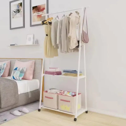 Clothes Rack with Shelves & Wheels