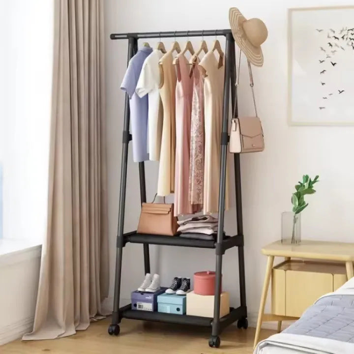 Clothes Rack with Shelves & Wheels