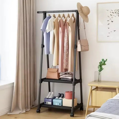 Clothes Rack with Shelves & Wheels