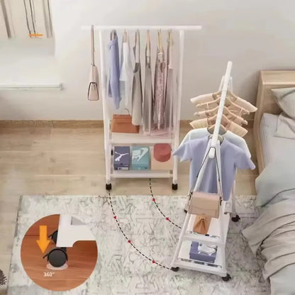 Clothes Rack with Shelves & Wheels