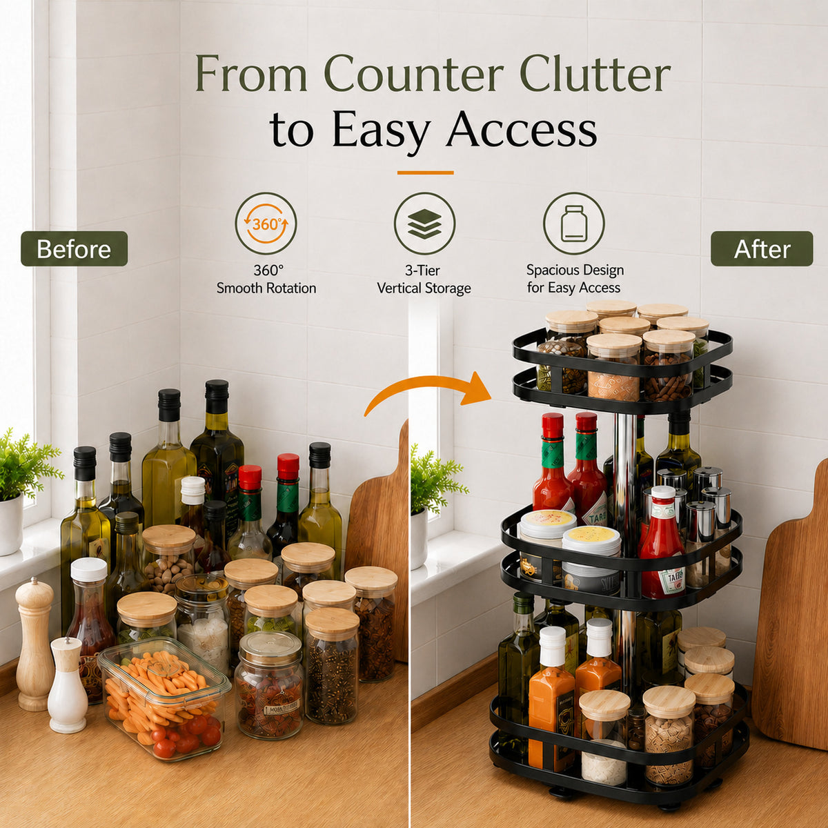 360° Rotating Metal Organizer – Space-Saving Storage Rack