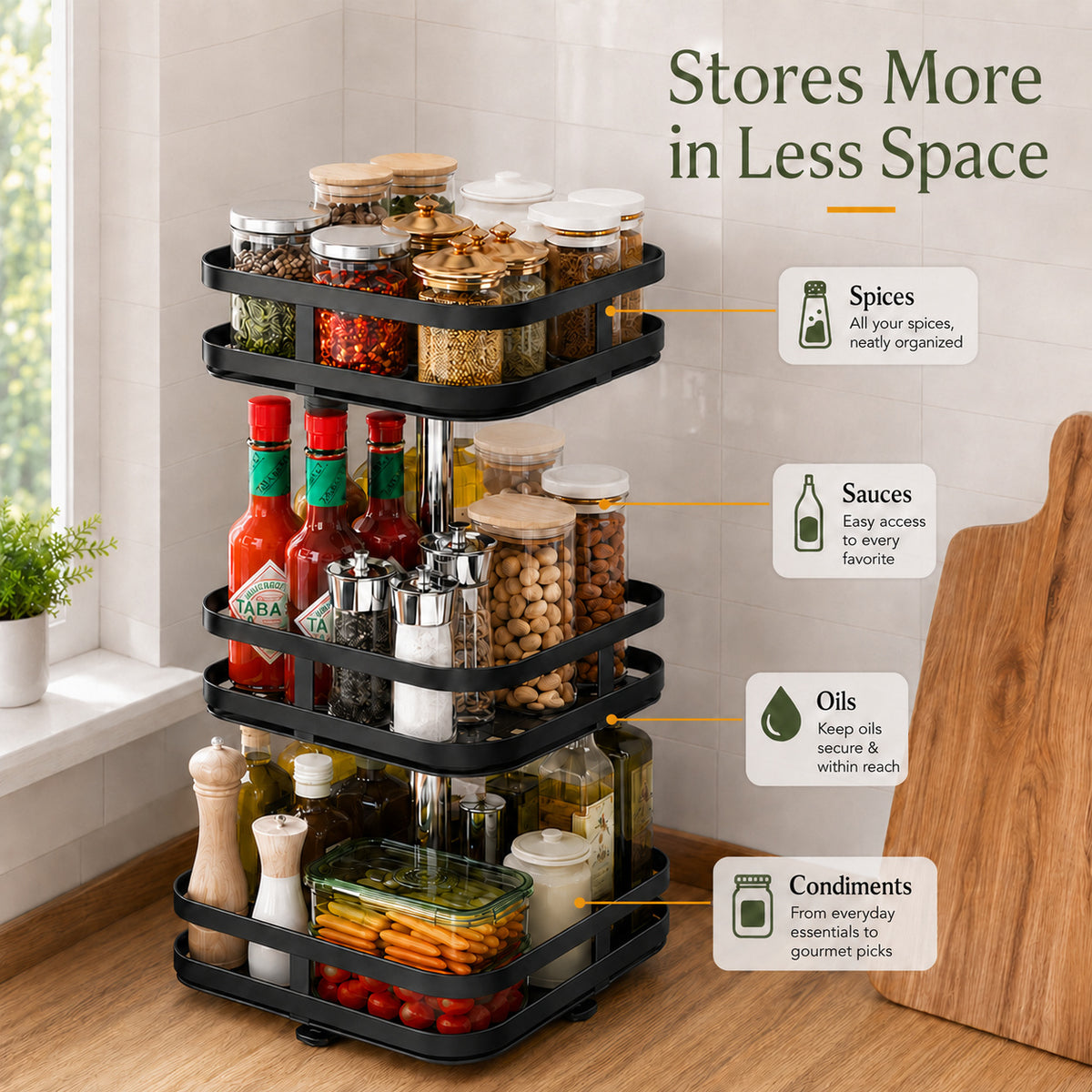 360° Rotating Metal Organizer – Space-Saving Storage Rack