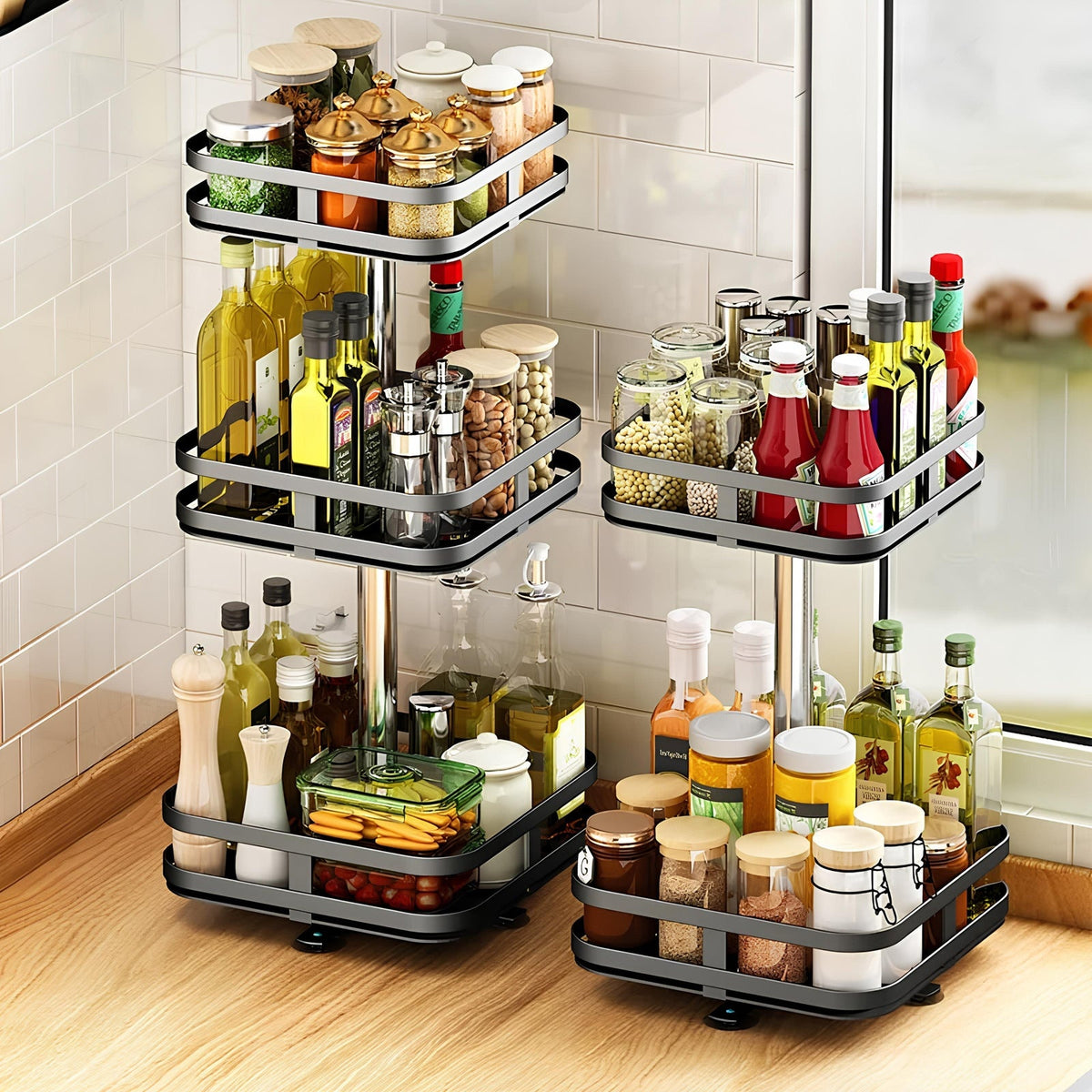 360° Rotating Metal Organizer – Space-Saving Storage Rack