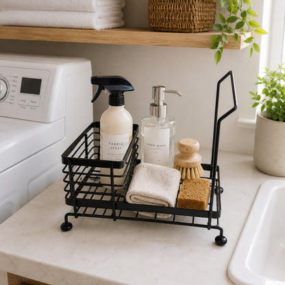 Sink-Side Organizer Caddy – Kitchen Sink Sponge Holder & Dishwashing Accessories Storage Rack
