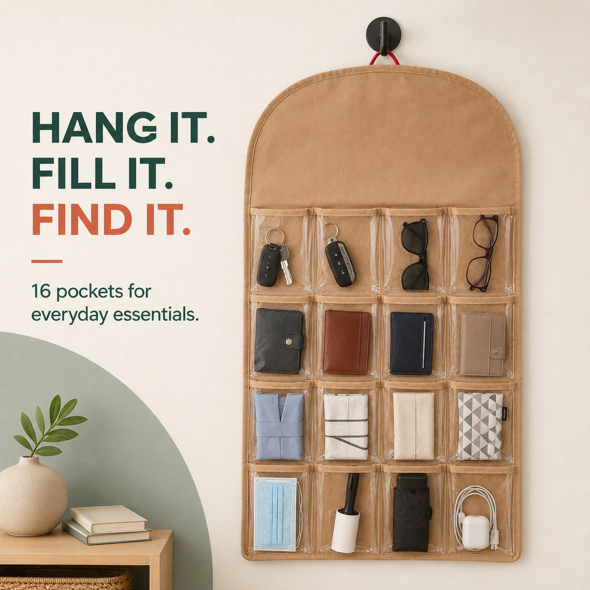 16-Pocket Clear-View Hanging Organizer – Transparent Storage Pockets for Closet, Bedroom & Bathroom
