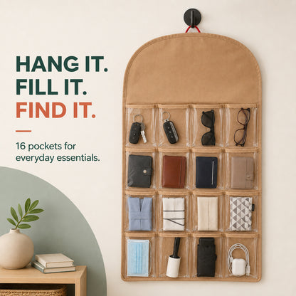 16-Pocket Clear-View Hanging Organizer – Transparent Storage Pockets for Closet, Bedroom & Bathroom