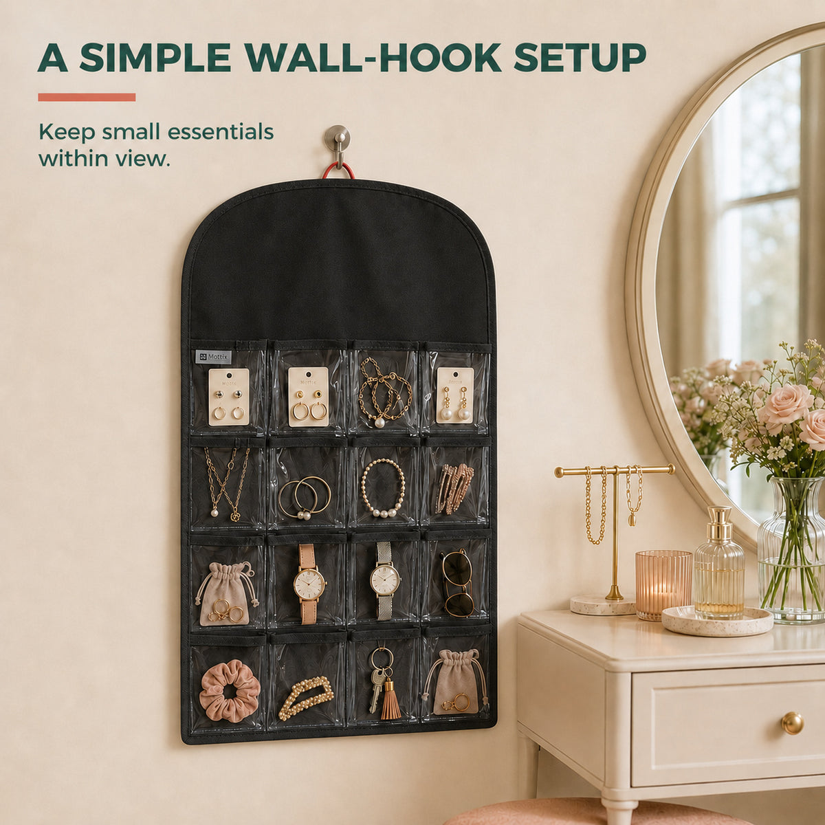 16-Pocket Clear-View Hanging Organizer – Transparent Storage Pockets for Closet, Bedroom & Bathroom