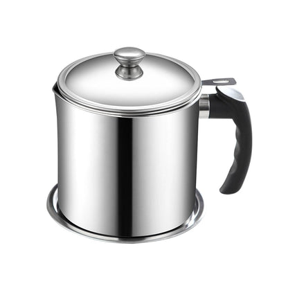 Oil Filter Pot with Tray – Stainless Steel Grease Storage Container