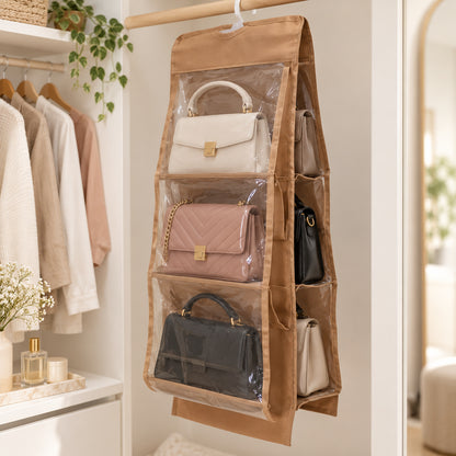 6-Slot Handbag Organizer – Space-Saving Purse Storage Rack