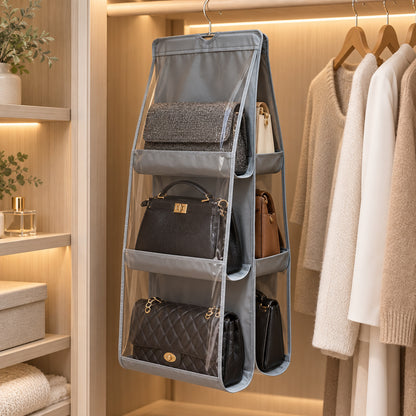6-Slot Handbag Organizer – Space-Saving Purse Storage Rack