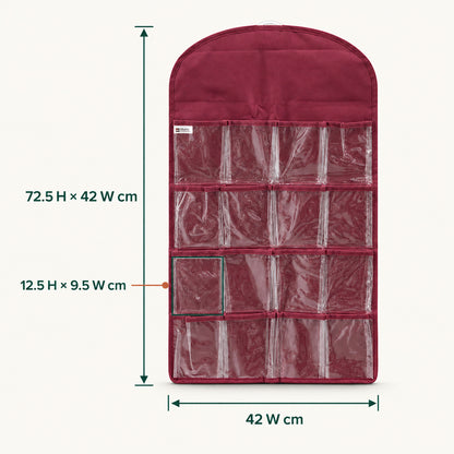 16-Pocket Clear-View Hanging Organizer – Transparent Storage Pockets for Closet, Bedroom & Bathroom