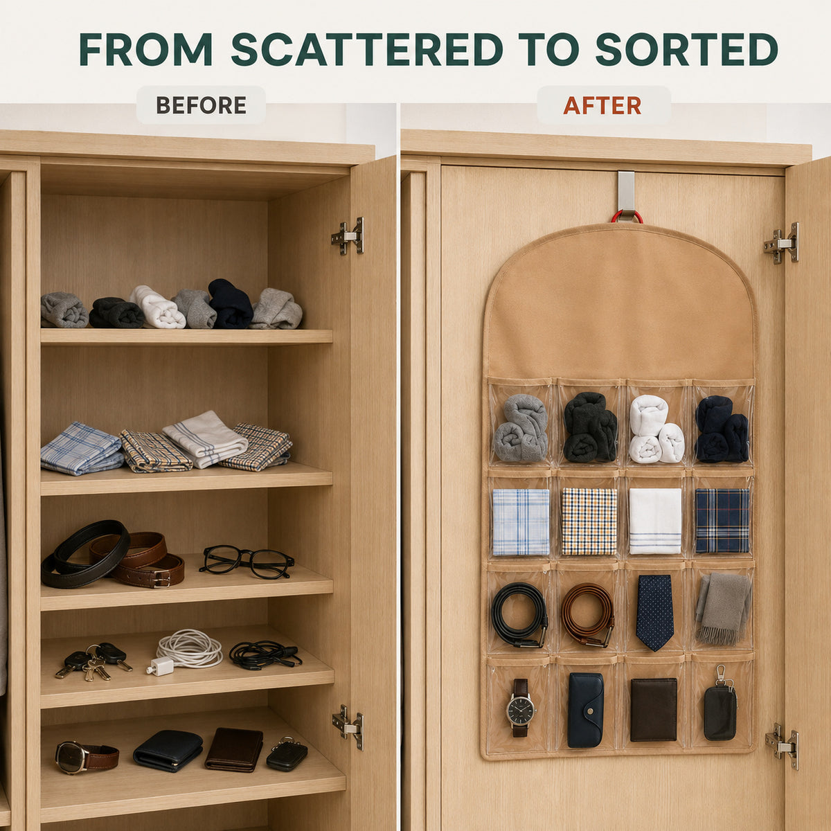 16-Pocket Clear-View Hanging Organizer – Transparent Storage Pockets for Closet, Bedroom & Bathroom