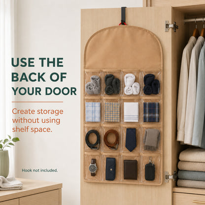 16-Pocket Clear-View Hanging Organizer – Transparent Storage Pockets for Closet, Bedroom & Bathroom