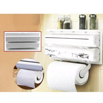 Wall Mounted Triple Paper Dispenser – Foil, Cling Film & Tissue Holder