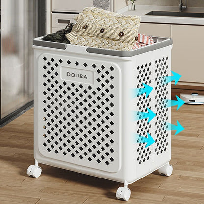 Large Capacity Movable Folding Laundry Basket – Durable Storage with Wheels