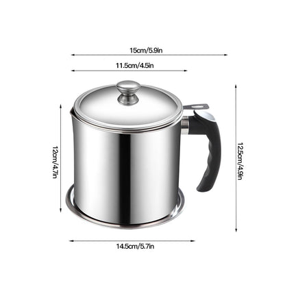 Oil Filter Pot with Tray – Stainless Steel Grease Storage Container