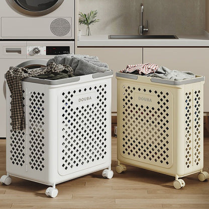 Large Capacity Movable Folding Laundry Basket – Durable Storage with Wheels