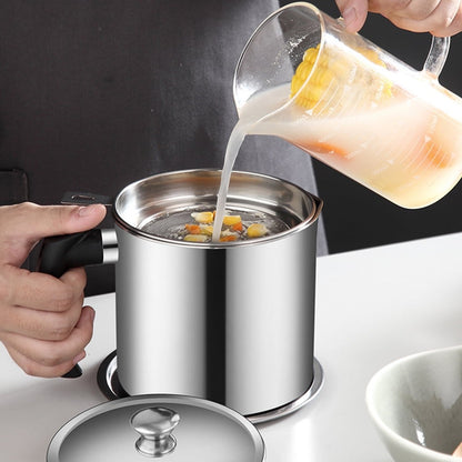 Oil Filter Pot with Tray – Stainless Steel Grease Storage Container